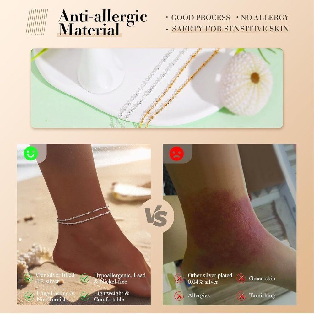 Waterproof & Adjustable Silver Anklets For Women … - image 5